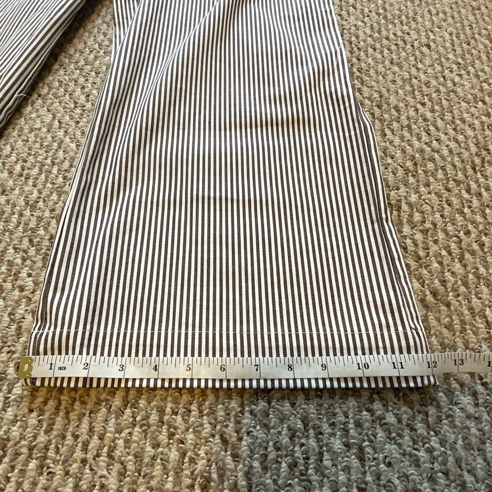 NWT LOFT Brown and White Striped Cropped Belted Pant - Size 6 - Picture 12 of 16